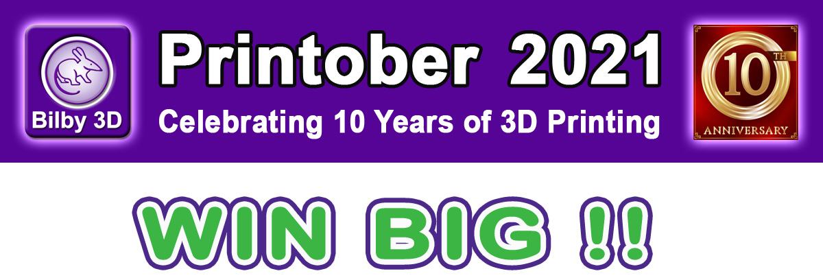Bilby3D's tweet photo. @Bilby3D are Celebrating 10 Years and running #Printober again with Competitions and big #3DPrinter Prizes + 3d printing pamper packs + massive 50 spool prize pack and more. Its our birthday but you get the presents Australia Enter Today- https://t.co/jMuNY0rXOA https://t.co/oIBdrpUdbt
