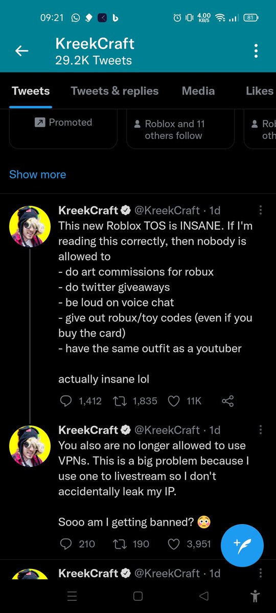 CalehOr's tweet image. Switching to minecraft #robloxTOS