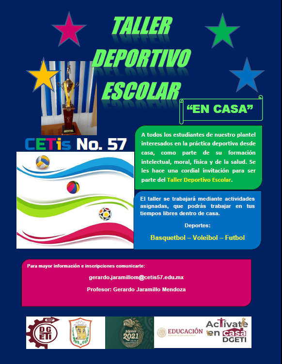 CETIs57's tweet photo. Alumno se te invita a unirte al Taller Deportivo Escolar #CETIs57 más información: https://t.co/p4qzyI2wJE https://t.co/BkRyf2TZh8