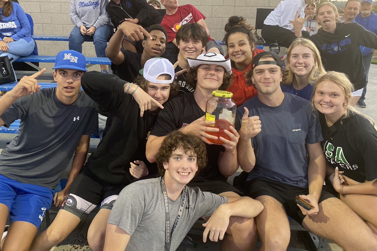 Thank you to these Awesome Mustangs for cheering on the Softball team who went 2-0 in districts today! Your energy makes the games even more exciting! Back at it at tomorrow @ 2:00🥎🐴💙💚<a href="/MillardNorthSB/">Millard North SB</a> #ponyup #picklejar