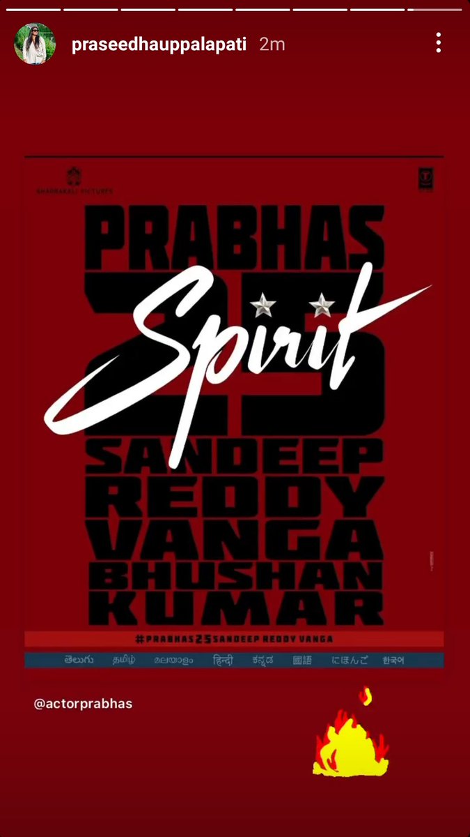 __deepuVARMA's tweet photo. .@PraseedhaU #Pavithrapuri 💥
Insta status #Spirit ☀️
#Prabhas25SandeepReedyVanga https://t.co/gMlhwHjQmD