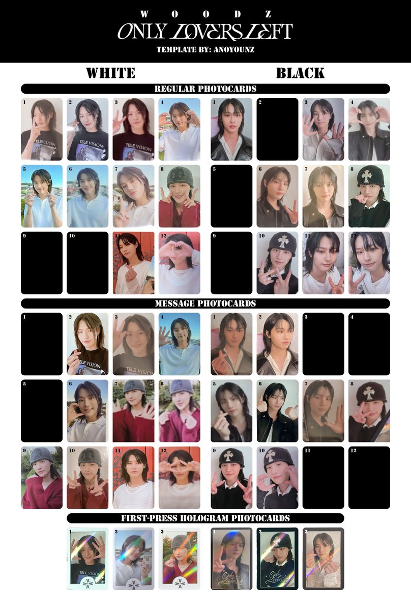 WOODZ ONLY LOVERS LEFT アルバム　トレカ　セット Photocard Template/Wishlist for WOODZ (조승연) — Only Lovers Left