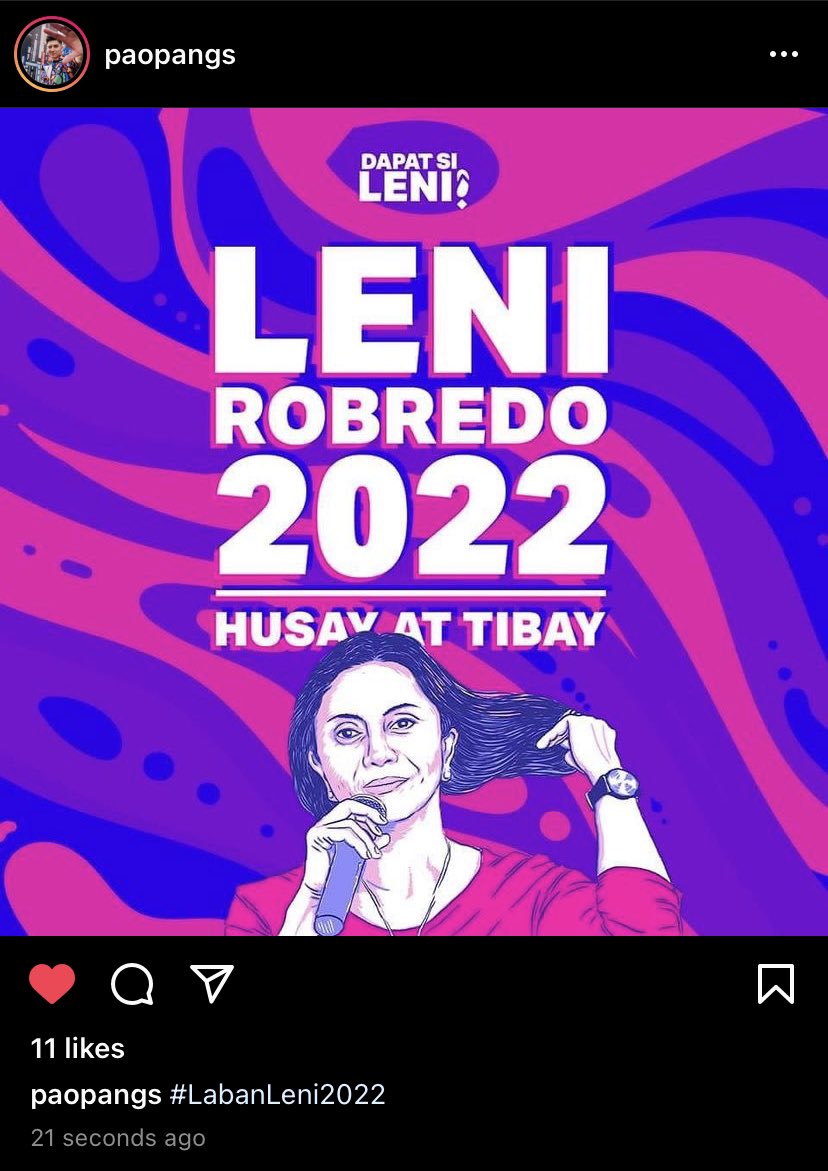 GSPFancast's tweet photo. Hayyyy to have an idol who supports that same president that we support 😌 #LabanLeni2022 isang hair flip naman dyan ala Leni ❤️💙 @PaoPangs https://t.co/oU75zIXd5R