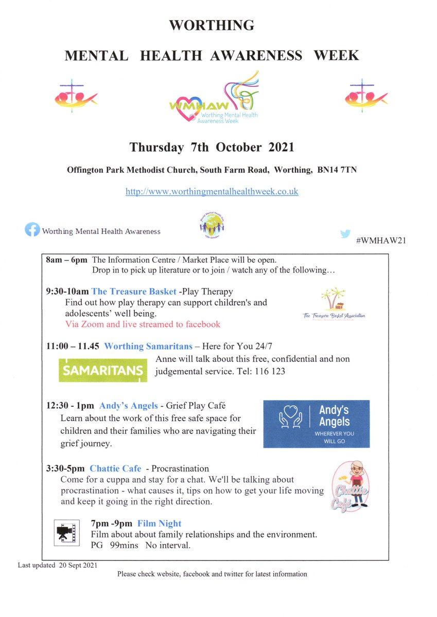 ZeroMilly's tweet photo. Day 4 - #Worthing #MentalHealthAwarenessWeek. Link to zoom via https://t.co/YoSP9lz9HQ with @basket_treasure, @WorthingSams, @AndysAngels2  Also Offington's Knit &amp; Natter Group from 1:30pm, Chatties Cafe and Film. All welcome.  @BSmytherman https://t.co/Mo0usSbUpl
