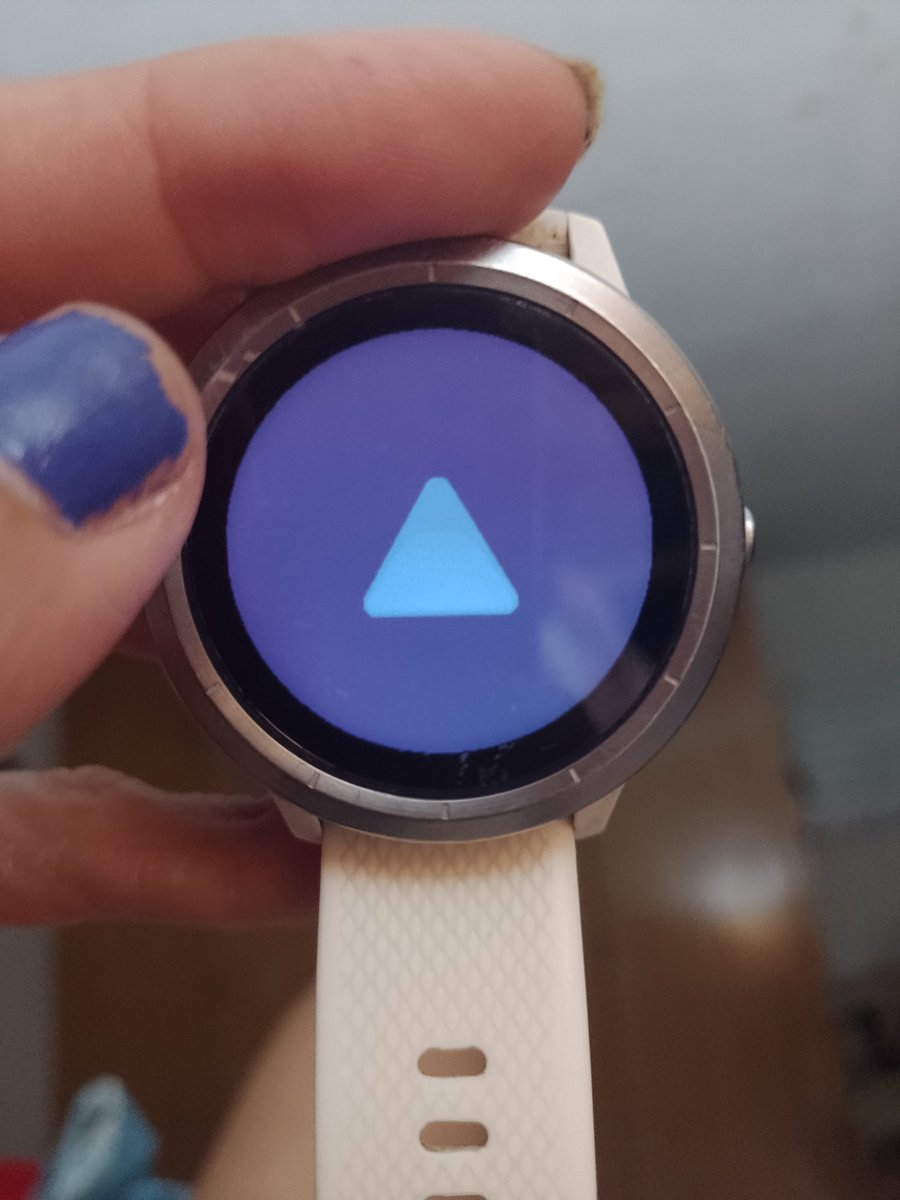 Fosadix's tweet photo. Auxilio, @GarminMexico ! Puse mi Garmin a cargar, y se quedó así.  Ni se apaga, ni se ve nada más que el triangulito 😭 ¿Qué hagooo? https://t.co/nxL5Bvh8WZ