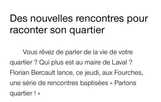 Ravie qu’enfin les balades urbaines, permanences des élus et ateliers de la cité reprennent dans les quartiers @FBercault 
Depuis 2014, ce n’est pas seulement  un « rêve » mais une réalité qui a permis la réalisation de nombreux beaux projets dans les quartiers #Laval #democratie