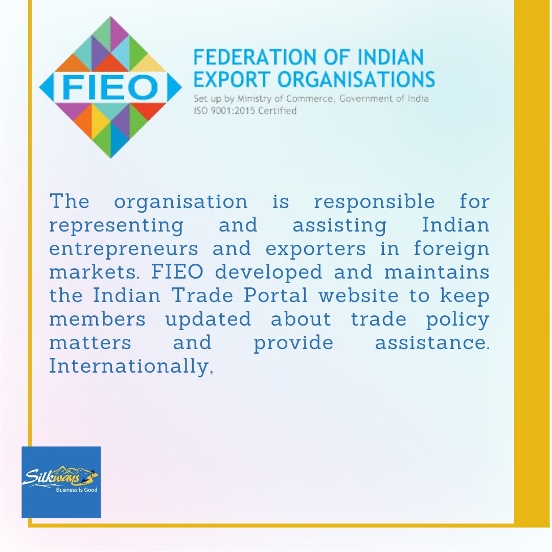 silkways.com

we are certified user of APEDA , FSSAI , EEPC AND FIEO.
We offer online business to business services. A global Gateway of Business. We are into Supply &amp; marketing of multiple brands, products, and services related to Different industries.
#silkways #b2b