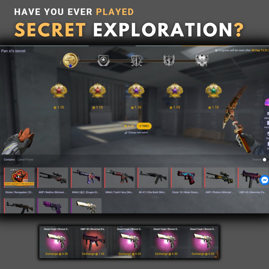 zeroskins1's tweet photo. 🆕Have you ever played on SECRET EXPLORATION?
Play now! This system allows you to win high valued items for a very neat amount.
https://t.co/HhsoLiXSpn
#zeroskins #csgomarket #csgoskins #csgo #csgoskin  #csgoskinsgiveaway   #csgoskinsfree  #counterstrikeglobaloffense  #csgoskin https://t.co/m6iz36ZSQG