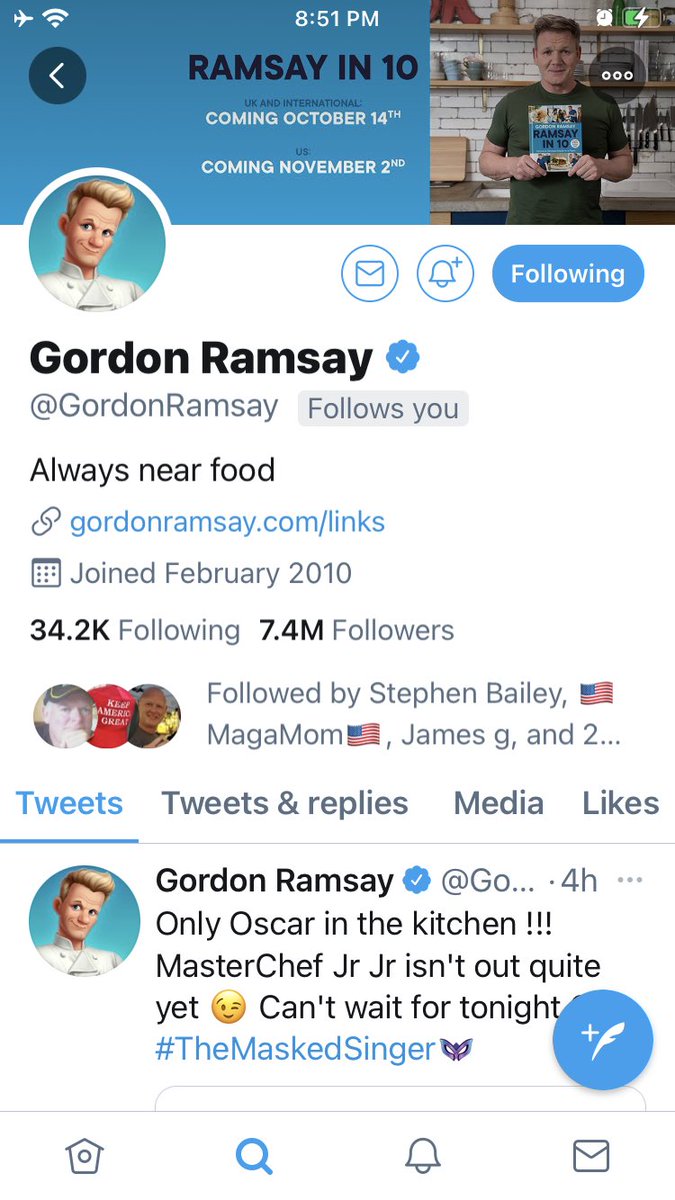 Who is your biggest follower? Mine is Gordon Ramsay https://t.co/539nQbk9cz