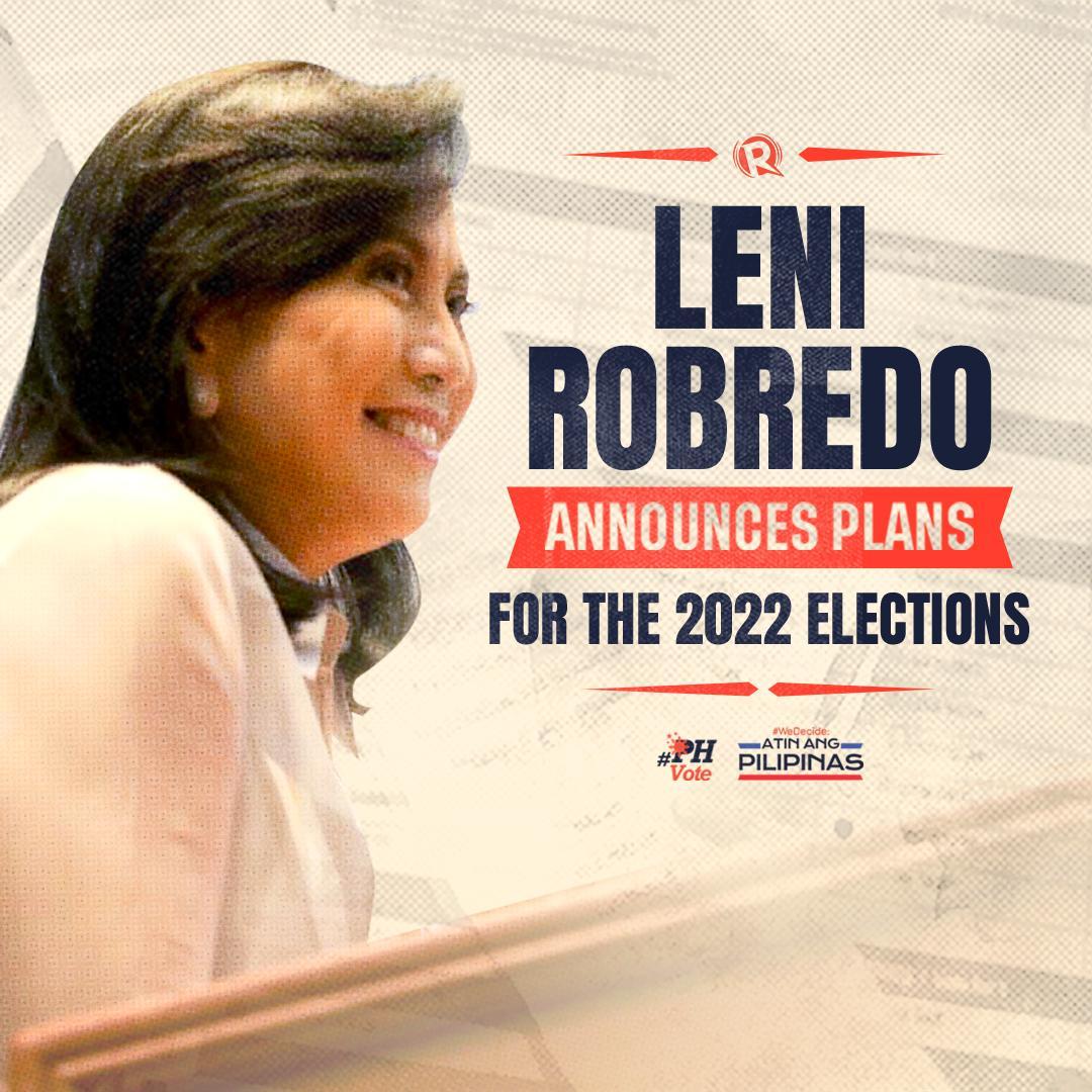 rapplerdotcom's tweet photo. Vice President Leni Robredo is set to announce her much-awaited political plans for the 2022 elections on Thursday, October 7, at 11 am (Manila time). 

BOOKMARK FOR LIVE UPDATES! #PHVote #WeDecide https://t.co/myPqahMoRc https://t.co/nFozB2b4OC