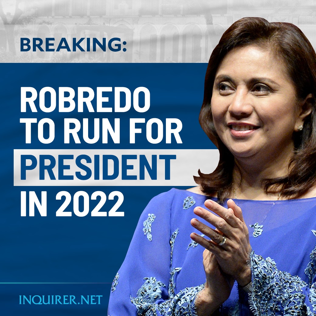 inquirerdotnet's tweet photo. LENI JOINS THE RACE 🎀

BREAKING: Vice President Leni Robredo announces that she will run for president in the 2022 national elections. #OurVoteOurFuture #PILIpinas https://t.co/UC31YTgHJK