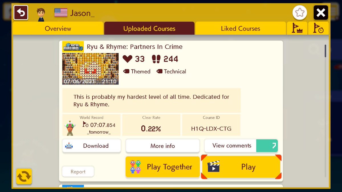 chchchhahaha_'s tweet photo. Well I think it’s about time I finally tweet this. This is my hardest level and it’s dedicated to you, @ryukahr. No shell jumps, no kaizo, just straight up platforming and stuff. Enjoy, lul.
Course ID: H1Q-LDX-CTG
#RyuSMM https://t.co/2Gv1HFg8iL