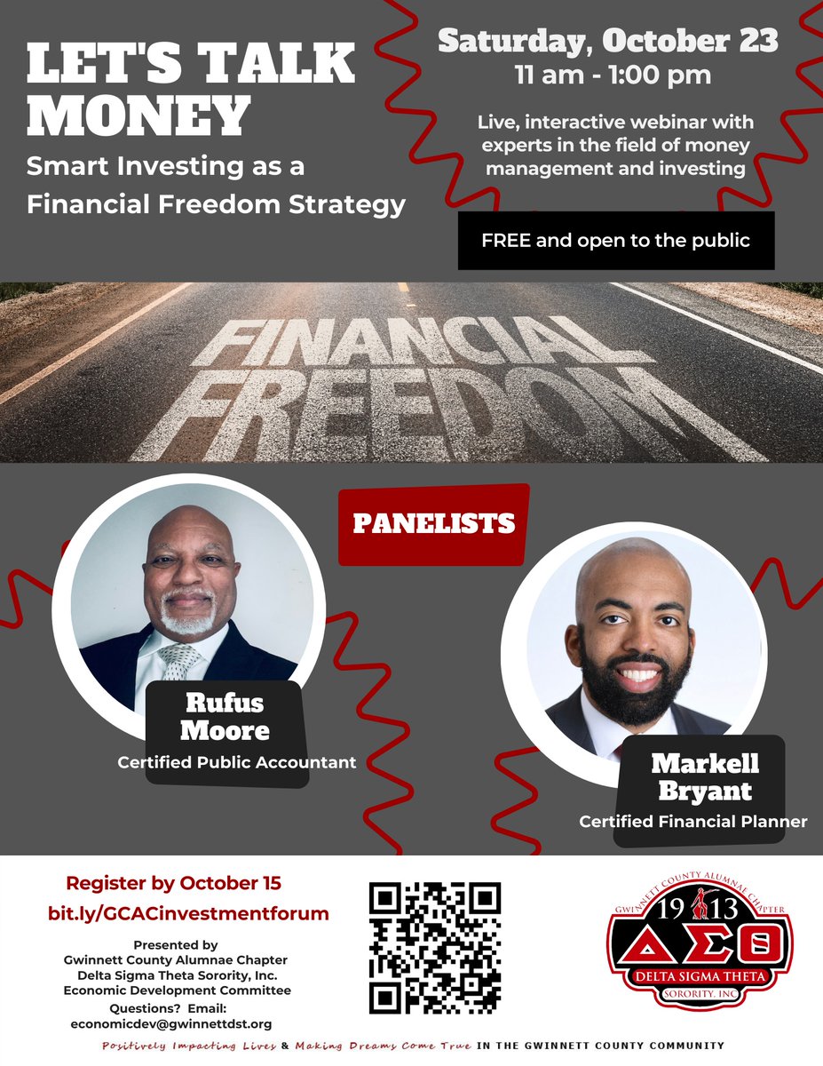 Join us for a webinar on financial freedom, Sat Oct 23 at 11am. Register by Oct 15 for door prizes at bit.ly/GCACinvestment…