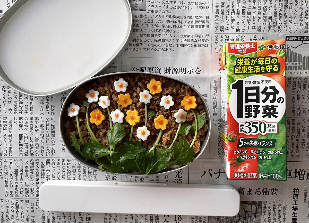 せっかくのお花畑弁当が・・・。ふたを開けたときの悲劇ｗｗｗ