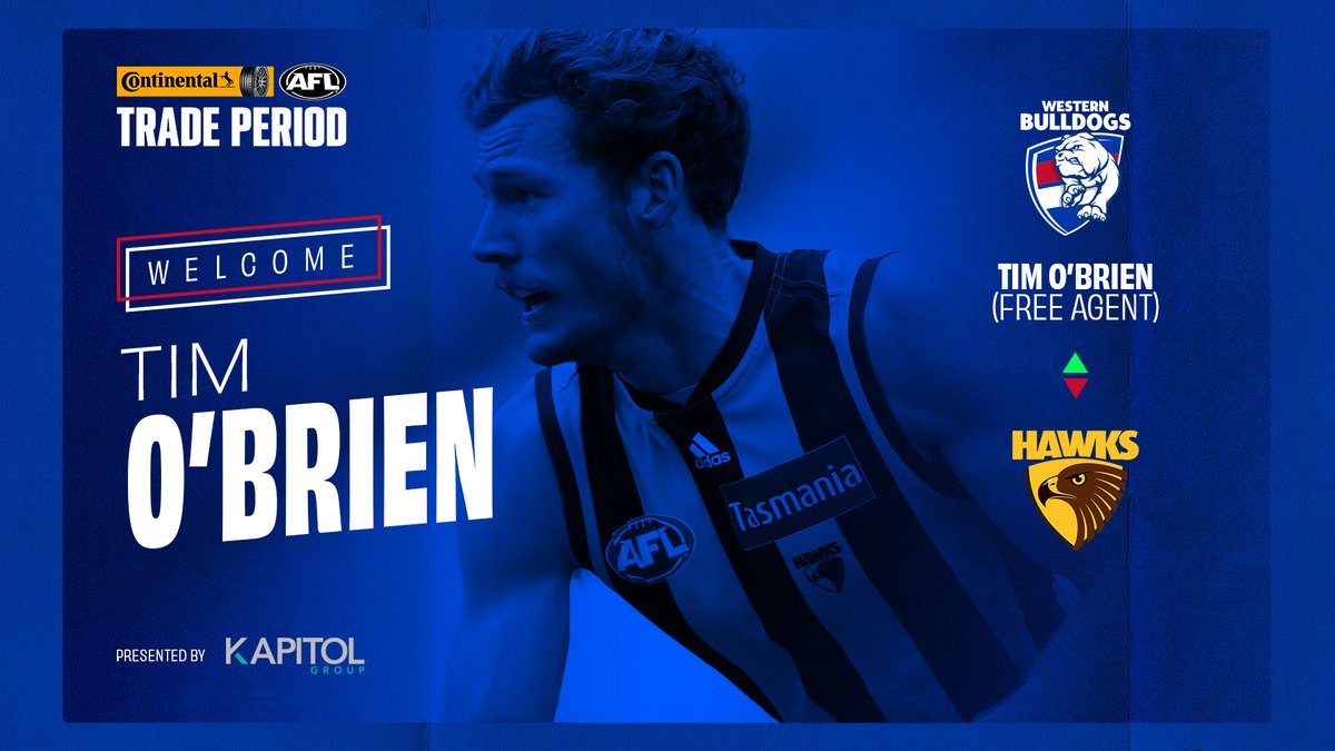 westernbulldogs's tweet photo. O'Brien becomes a Bulldog!

Welcome to the Kennel, Tim 👋

📰: https://t.co/t5QdIEN8sC https://t.co/MQaSGEQRz9