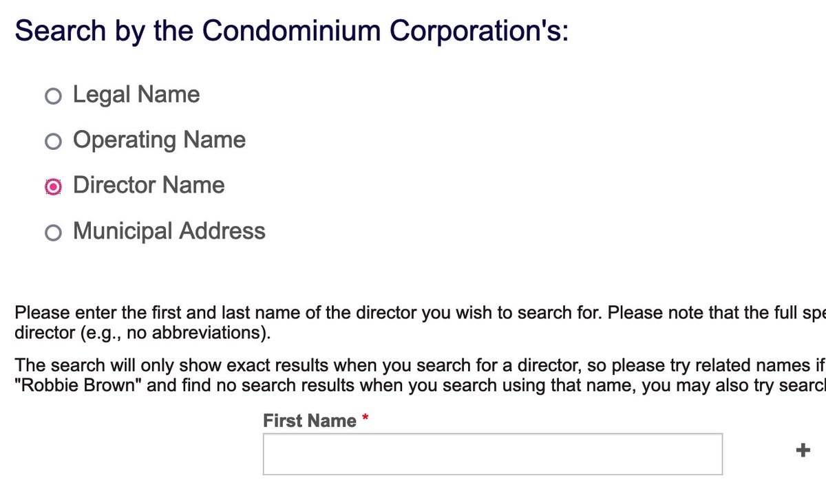 eagleaudit's tweet photo. 1/3 - Excellent to see @CondoAuthON has released enhanced search for names of condo directors. HOWEVER with particular inputs (open to anyone) I extracted consolidated results that seem to be proprietary/confidential for certain entities/persons &amp; inappropriate for disclosure... https://t.co/VKFe9C4cRT