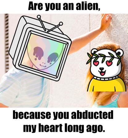 alien_takeover's tweet photo. Our pickup lines are underrated just like our NFTs 

@winterbearsnft wanna go on a date?

#nftmemes #nfts #nftcommmunity #alientakeoverclub https://t.co/czTGoG4vAZ