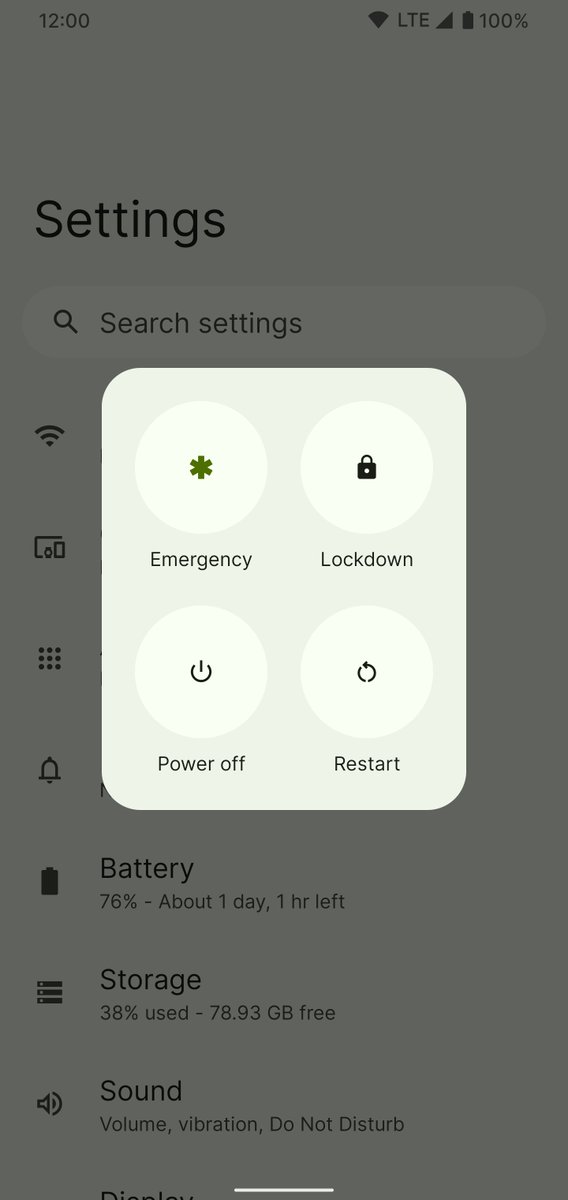 Another Android 12 design experiment: power menu themed with dynamic ...