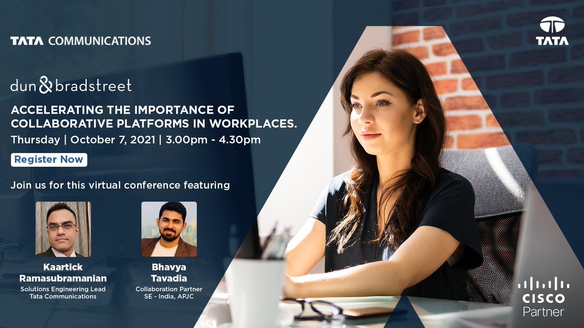 tata_comm's tweet photo. Adopting the right tech for collaboration brings enterprises a step closer to solving the #connectivity puzzle. Catch Kaartick Ramasubramanian &amp; Bhavya Tavadia in this @DNB_India event as they discuss modernised #communication strategies &amp; more: https://t.co/ELUutTRvtm @cisco_in https://t.co/tmx26nuqAt