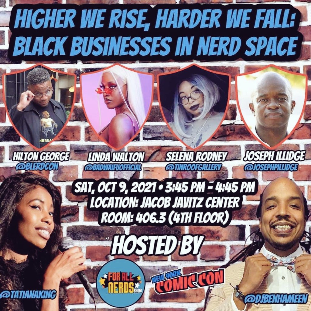 TinRoofGallery's tweet photo. Join me and a cast of awesome panelists at @NY_Comic_Con as we discuss the challenges of being a black owned business! https://t.co/NEGj7nExLs