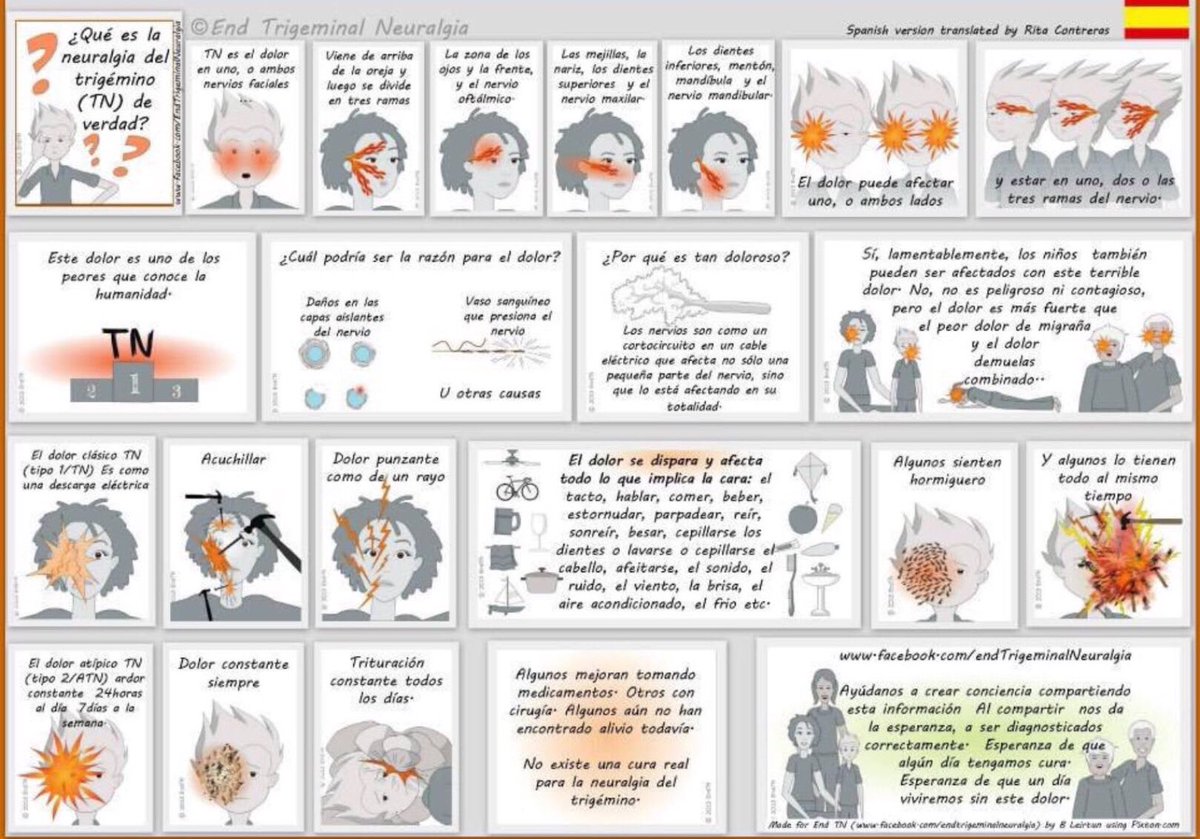 NoInvisibles's tweet image. Hoy es #DiaInternacionalNeuralgiaTrigémino #TrigeminalNeuralgiaAwarenessDay
La #NeuralgiadelTrigémino afecta al Sist. Nervioso Periférico es de las #EERR por su baja prevalencia y también invisible🤯
@leo_veritas habla de #Besosqueduelen
En @ElHuffPost👇
huffingtonpost.es/entry/los-dias…