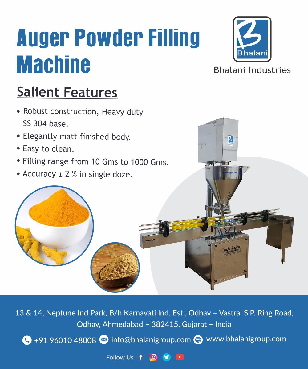 bhalanigroup's tweet image. Auger Powder Filling Machine Manufacturer
Call Now:  +919825318008
Website: bhalanigroup.com/auger-powder-f… 
#powderfilling, #augerpowderfiller, #augerpowderfillingmachine, #automaticaugerpowderfillermachine, #powderbottlefillingmachine,