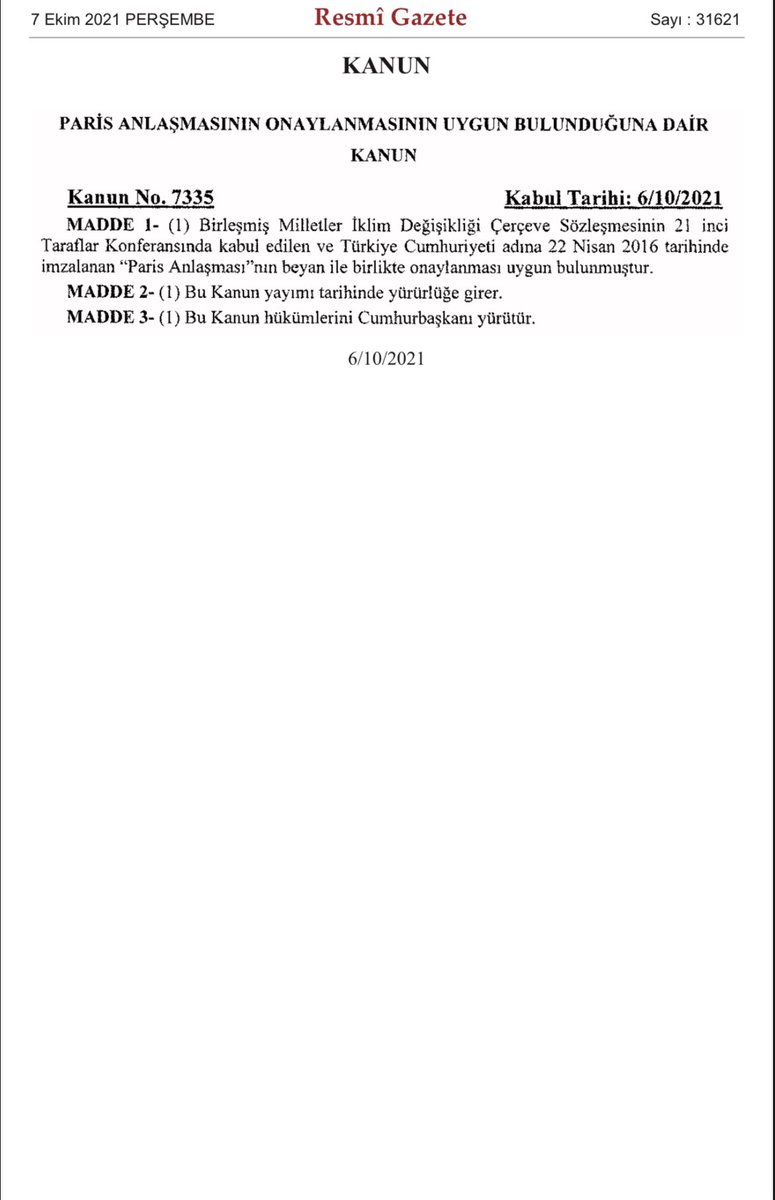 Onaylamayanlar kara listesinden çıktık, bakalım uygulama konusunda ne kadar ciddi olacağız.. #ParisAntlaşması #ParisİklimAntlaşması