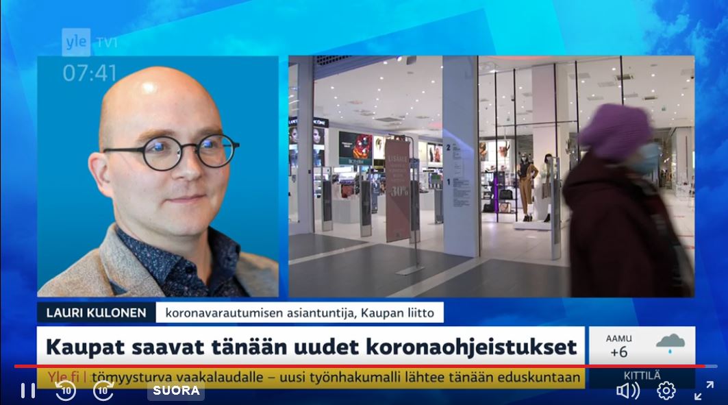 Kaupat saavat tänään uudet koronaohjeistukset. Asiasta <a href="/kauppafi/">Kaupan liitto</a> ja <a href="/PTYfi/">PTY ry</a> tiedote ja lisäksi haastatteluni <a href="/yleuutiset/">Yle Uutiset</a> Aamu-tv:ssä.