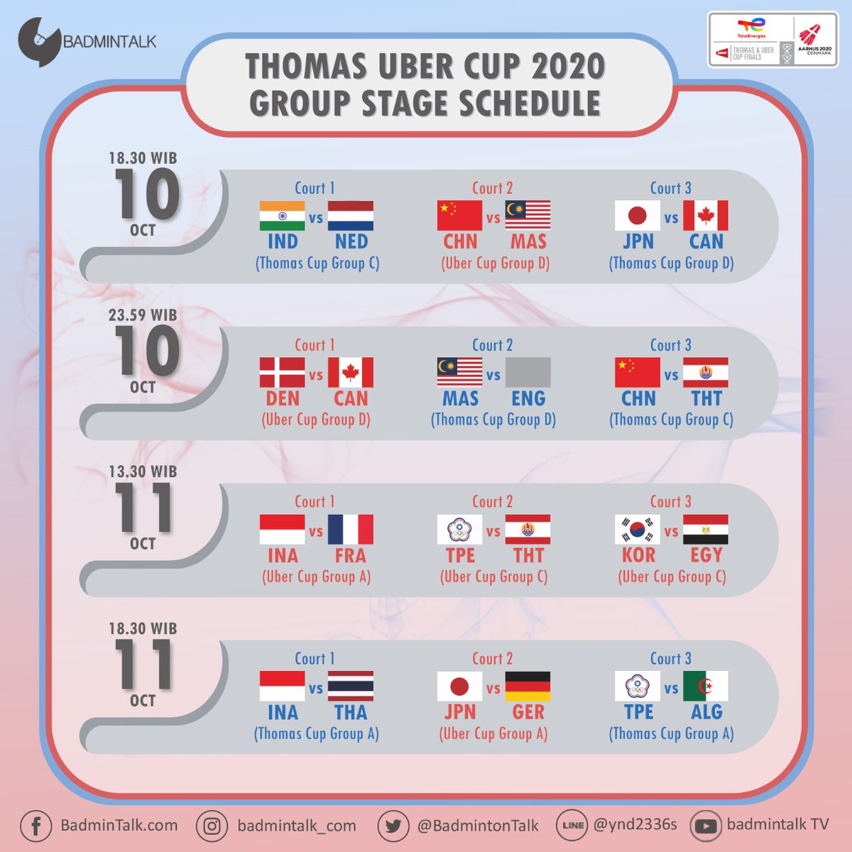 Thomas and uber cup 2021 schedule