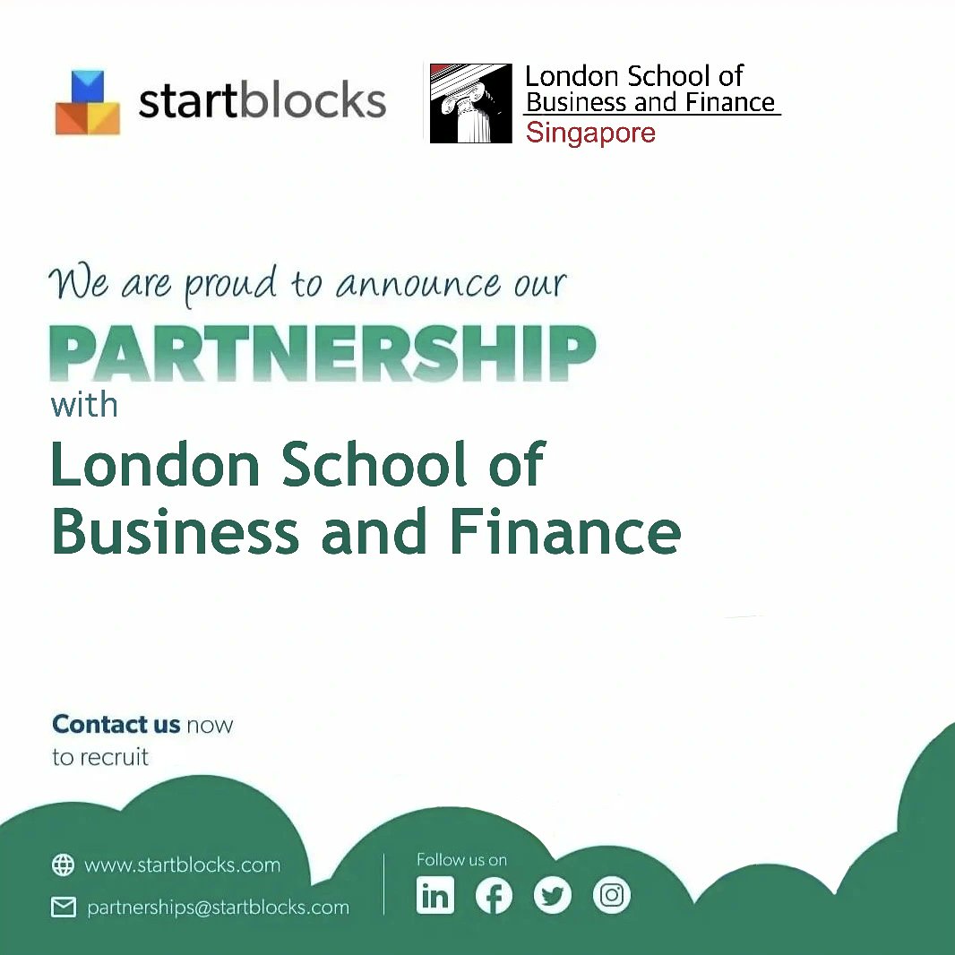 startblocks's tweet photo. Startblocks has formed a new partnership with London School of Business and Finance, Singapore, a global institute which focuses on equipping the students with requisite knowledge and skills through 7 unique learning entities #startblocks #edtech #studentrecruitment #newedtech https://t.co/JD80nli3fJ