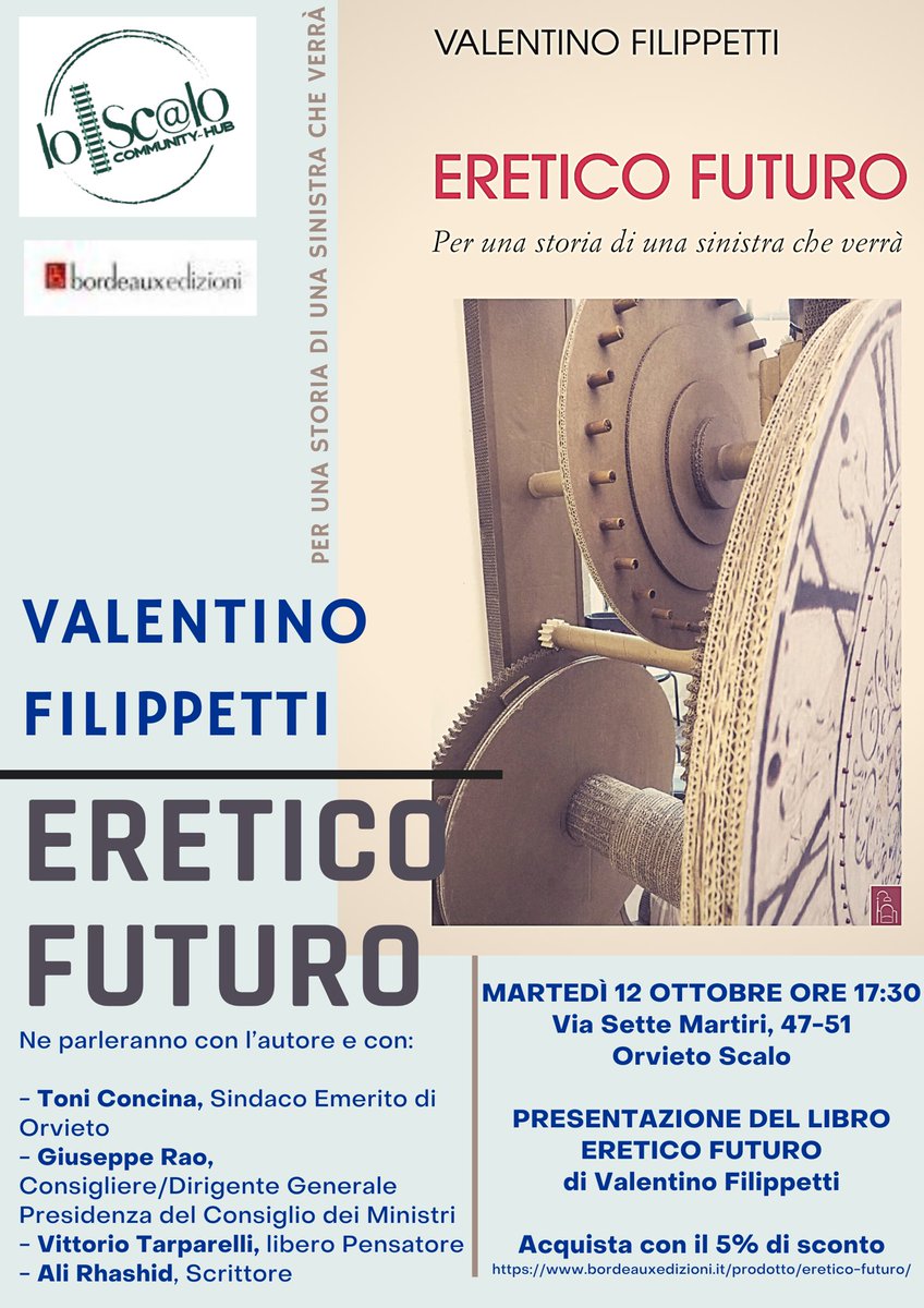 vfilippetti's tweet photo. Martedi 12 ottobre a Orvieto Scalo #ERETICIFUTURO https://t.co/JlSrRv3hXc