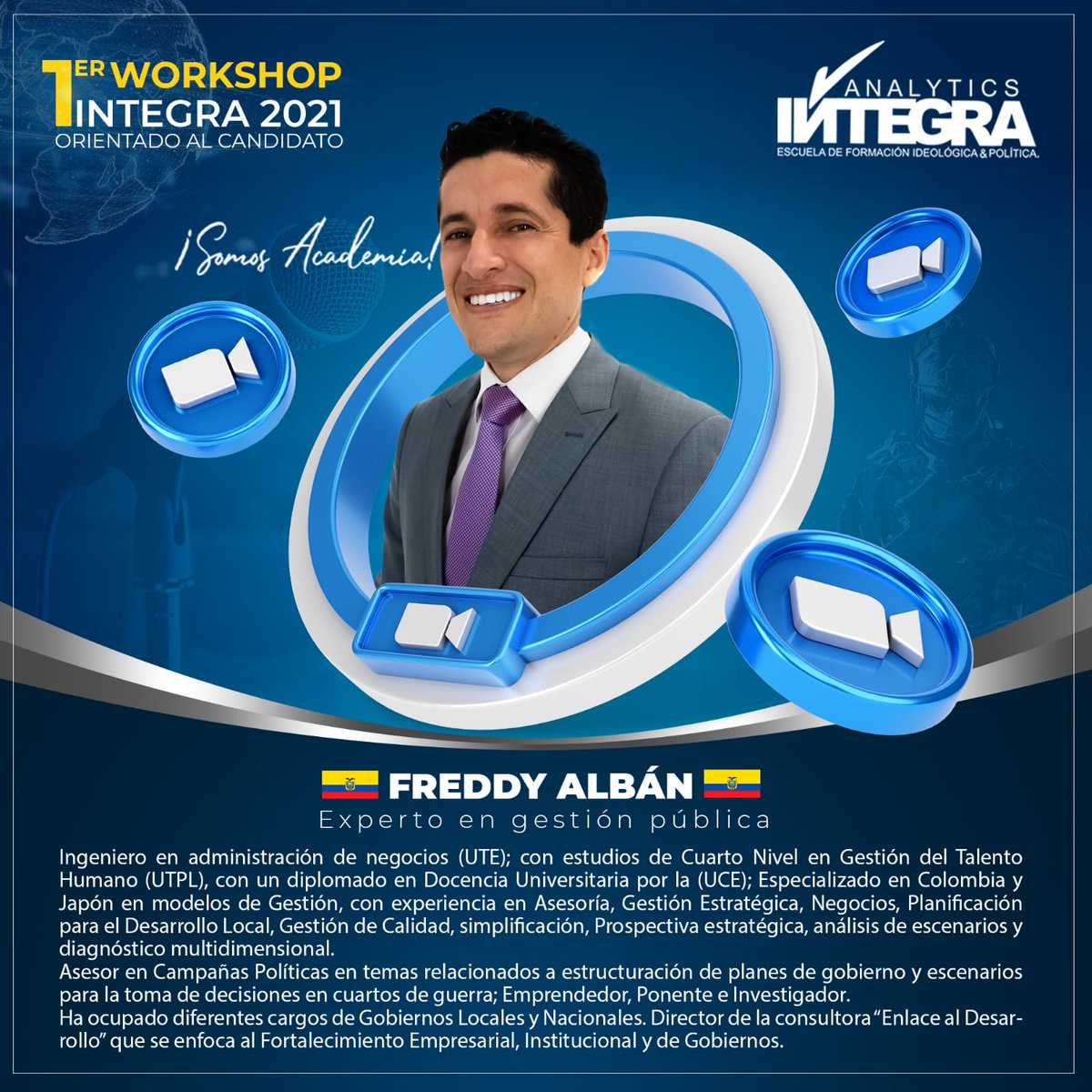 integra_escuela's tweet photo. ‼Hoy 17h00 ⏳ 🇪🇨 ‼ Freddy Alban 🇨🇴 en 𝐖𝐨𝐫𝐤𝐬𝐡𝐨𝐩 𝐈𝐧𝐭𝐞𝐠𝐫𝐚 𝟐𝟎𝟐𝟏, tema: Gestión Pública, "Ya ganaste ahora que hacer". 🤳🏼 +593979386444 , https://t.co/gqGvby0nOT
#workshopintegra2021 https://t.co/42C9McXWfx