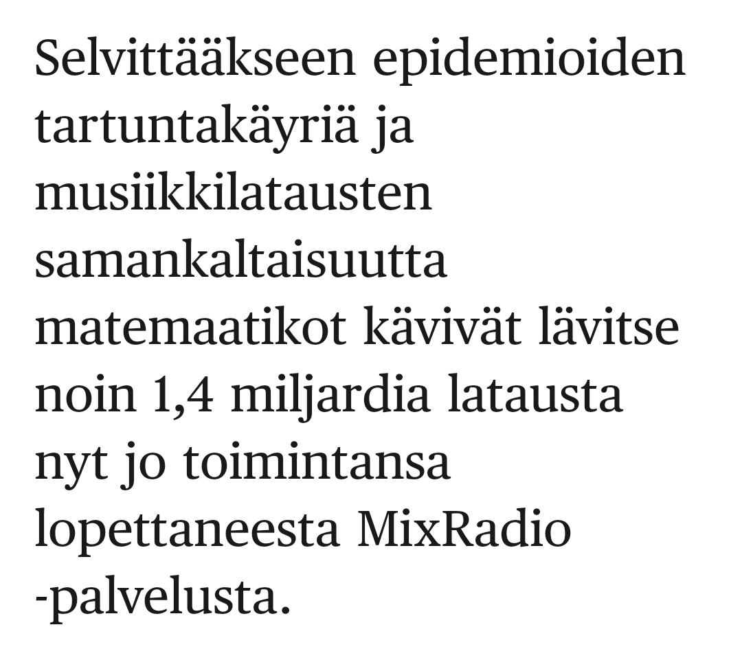 kalske's tweet photo. "Biisit tarttuvat kuin taudit" Hey @deano_42 #MixRadio was used as the source in this scientific research! 🎧🙂 @hsfi https://t.co/AAjvUn5xFy https://t.co/ASzhLtXKHE