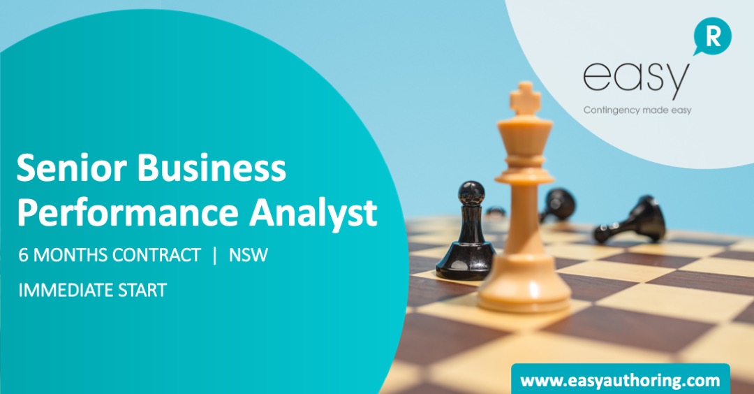 Easy Authoring is looking for an experienced #SeniorBusinessPerformanceAnalyst to work within #NSWGovernment on contract.

Please visit bit.ly/3DhZggH to learn more or apply.

#EasyAuthoring #easyR #ContractWork #Recruitment #HumanResources #ContingentWorkforce