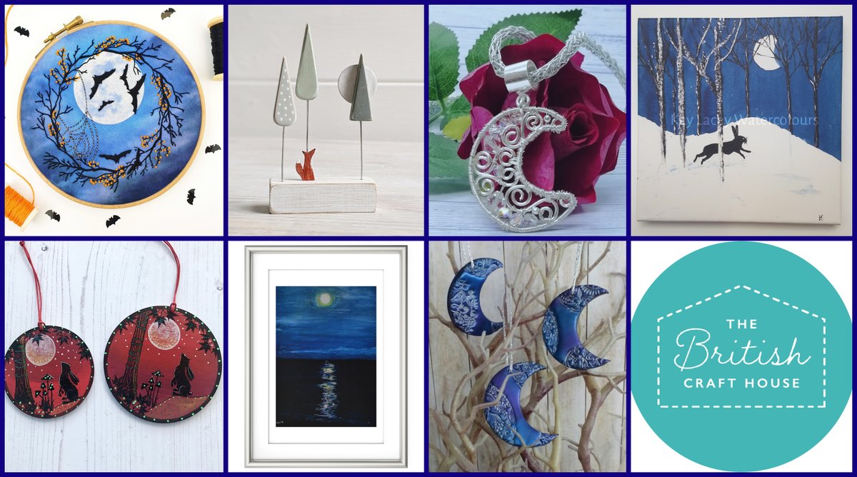 The nights are getting longer so here's the moon to brighten them up! All these can be found <a href="/BritishCrafting/">BritishCraftHouse</a> - including work from <a href="/OhSewCreativeUK/">OhSewCreativeUK</a> <a href="/RachelPettittD/">Rachel Pettitt</a> <a href="/ElegantWyvern/">The Elegant Wyvern</a> <a href="/kblacey/">Kay Lacey Watercolours</a> <a href="/SixpennyStudio/">Sixpenny Studio</a> <a href="/ReEnergizeYou1/">Re-Energize You</a> and <a href="/indigocreate/">Indigo Creations</a> #tbch #teamworkthursday #teamtbch