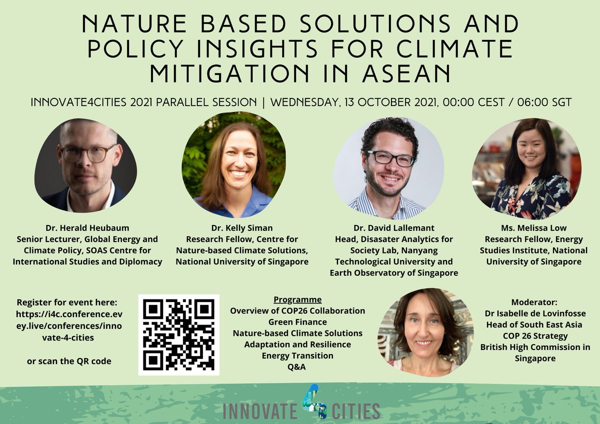 Lallemant Disaster Analytics for Society Lab @ NTU (@davidlallemant) on Twitter photo Look out for this panel at the upcoming <a href="/UNHABITAT/">UN-Habitat</a> <a href="/Mayors4Climate/">Global Covenant</a> #Innovate4Cities conference. Discussing 4 #ASEAN focused #COP26 policy reports: Green Finance, Adaptation & Resilience, Energy Transition, & #NatureBasedSolutions
<a href="/NUSCNCS/">NUS CNCS</a> <a href="/Kelly_Siman/">Kelly Siman, PhD</a> <a href="/hheubaum/">Harald Heubaum</a> <a href="/EOS_SG/">Earth Observatory SG</a> <a href="/COP26/">COP26</a> Look out for this panel at the upcoming <a href="/UNHABITAT/">UN-Habitat</a> <a href="/Mayors4Climate/">Global Covenant</a> #Innovate4Cities conference. Discussing 4 #ASEAN focused #COP26 policy reports: Green Finance, Adaptation & Resilience, Energy Transition, & #NatureBasedSolutions
<a href="/NUSCNCS/">NUS CNCS</a> <a href="/Kelly_Siman/">Kelly Siman, PhD</a> <a href="/hheubaum/">Harald Heubaum</a> <a href="/EOS_SG/">Earth Observatory SG</a> <a href="/COP26/">COP26</a>