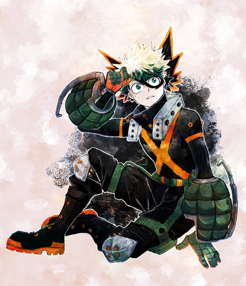 midoriya izuku male focus 1boy gloves knee pads eye mask solo green eyes  illustration images