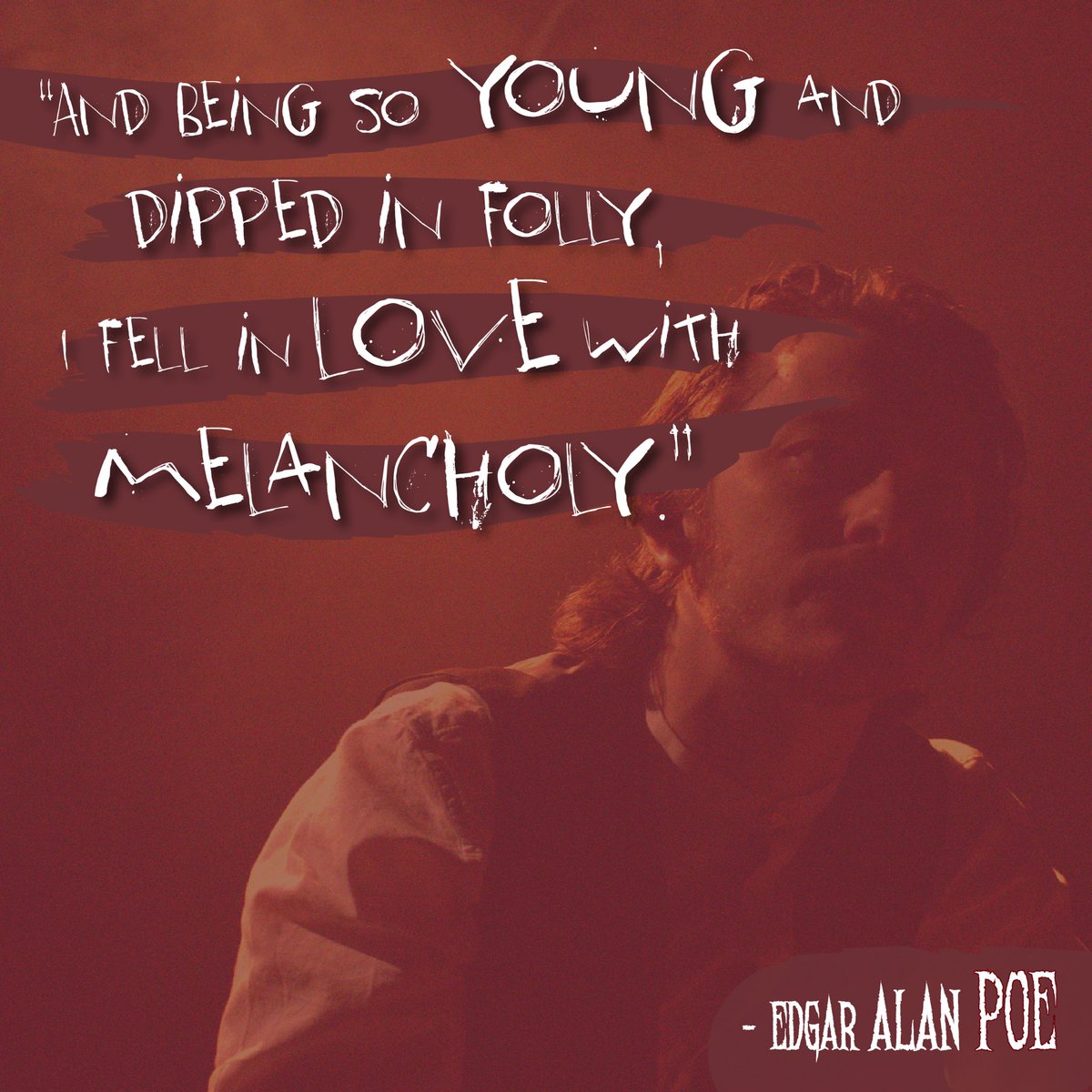 3dumbtheatre's tweet photo. #PoeQuote💀 No. 5

He loves a bit of melancholy, don’t he, that Edgar Allan Poe.

#OneManPoe opens at @SpaceArtsCentre &amp; @LndnHorrorFest in less than 2 weeks!! 👻 https://t.co/EwFHVT3Kba