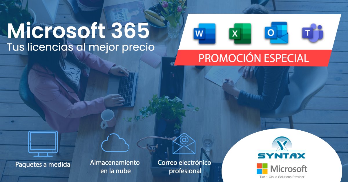 syntaxBS's tweet image. ❗Licencias #Microsoft y todo el software que necesita tu empresa.
Te ofrecemos el precio más competitivo en licencias oficiales de #Microsoft365: #Word, #Excel, #Outlook y #MicrosoftTeams.
➡️ Contacta con nosotros y mejoraremos tu oferta actual: lnkd.in/ef5UJdGg