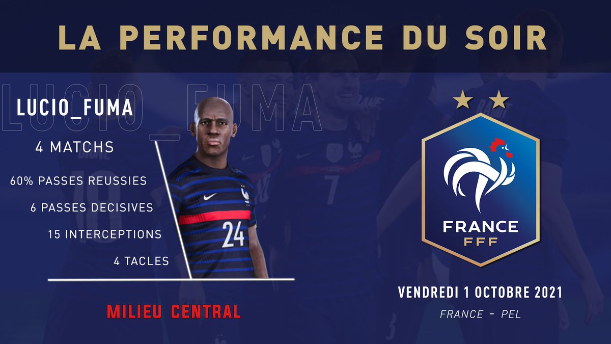 France11v11FUMA's tweet photo. Félicitation à @LucioTGB joueur de @WEUnited9  pour sa performance du soir contre @PelFm
 
🔥🔥🔥🇫🇷🔥🔥🔥

@WapesLeague @pes10vs10 

#11v11 #FUMA #PES21 #AllezLesBleus https://t.co/sdPJQPmfyG