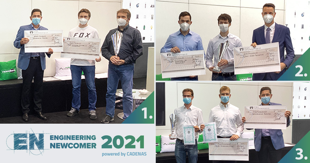 CADENAS_DE's tweet image. Herzlichen Glückwunsch an die Gewinner des #EngineeringNewcomer 2021! 🎉 Nähere Infos zu den spannenden Projekten gibt's in unserer News: bit.ly/3oLlGDf
🏅Hochtemperatur 3D Drucker @HTPX3_fdm
🥈Automatisierter Pellet Smoker SmokeMatik
🥉Eindrehvorrichtung zum Baumschutz