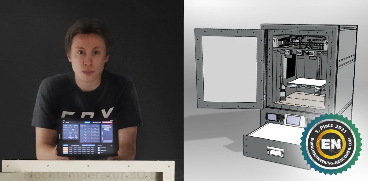 CADENAS_DE's tweet image. Herzlichen Glückwunsch an die Gewinner des #EngineeringNewcomer 2021! 🎉 Nähere Infos zu den spannenden Projekten gibt's in unserer News: bit.ly/3oLlGDf
🏅Hochtemperatur 3D Drucker @HTPX3_fdm
🥈Automatisierter Pellet Smoker SmokeMatik
🥉Eindrehvorrichtung zum Baumschutz