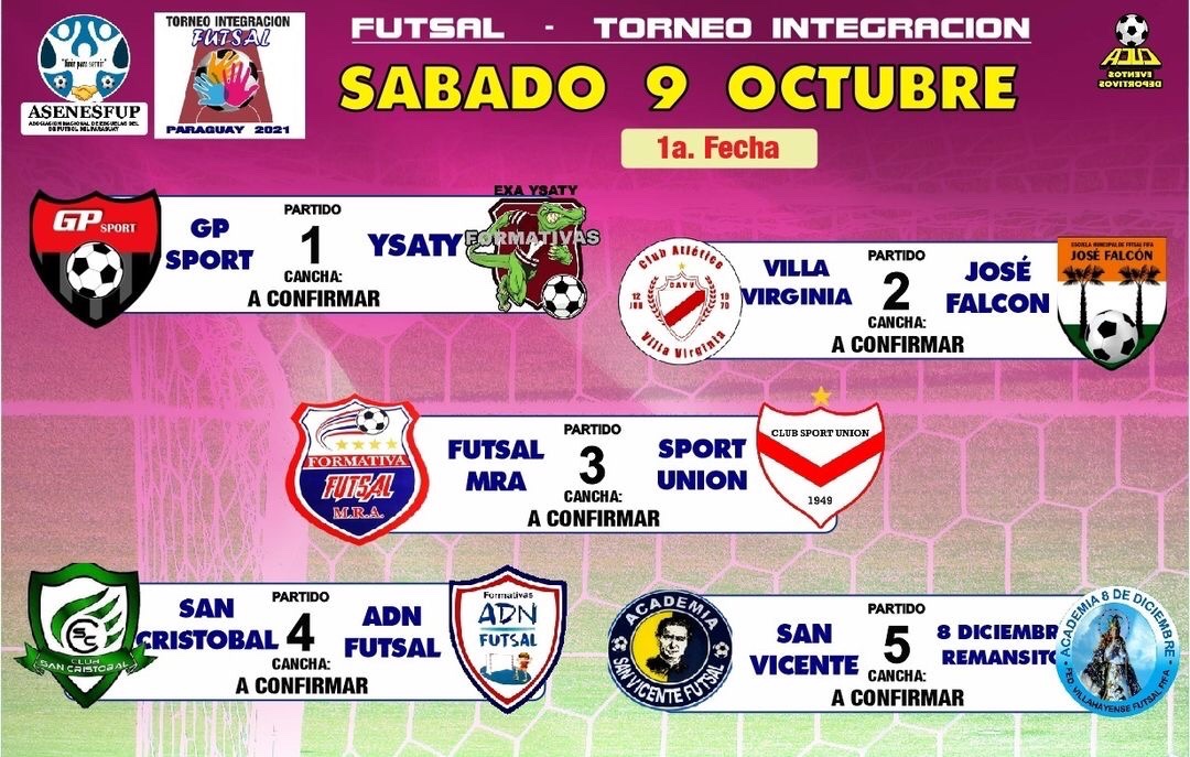 asenesfup's tweet photo. TORNEO INTEGRACIÓN

#FutsalFIFA2021 

Las categorías que entrarán en competencia son: #Sub9, #Sub11, #Sub13 y #Sub15. 

Teniendo la posibilidad los equipos de agregar de manera opcional las categorías #Sub7 y #Sub17.

Viví de cerca esta gran competencia!!

#vivirparaservir https://t.co/n8j3q4fySi