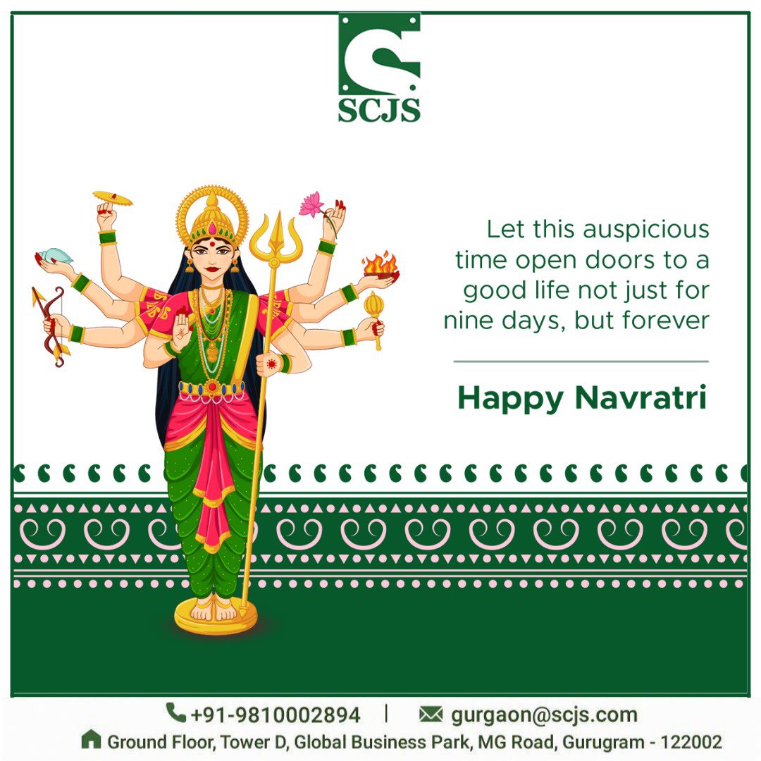 scjsgurgaon's tweet photo. It is time to welcome Maa Durga and celebrate for 9 glorious days.

May this time brighten your life with countless blessings of happiness and prosperity. 
SCJS Realty wishes you a very Happy Navratri.

#happynavratri #navratri2021
#maadarga #durgamaa #durgapuja #garba #dandiya https://t.co/RaNmndqrDz