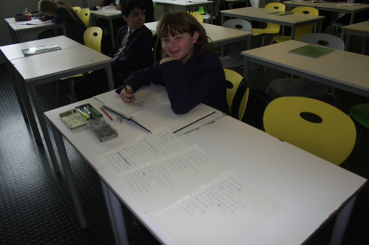 Two of our amazing students from 7Lewis working hard creating a poem for the @YoungWritersCW Empowered competition! #empowered #youngwriters @AcademyStNics