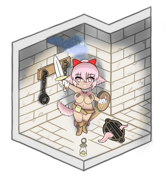 ヴィネット風裏けもみみギルドの剣士ちゃん。
*露出多め注意* 