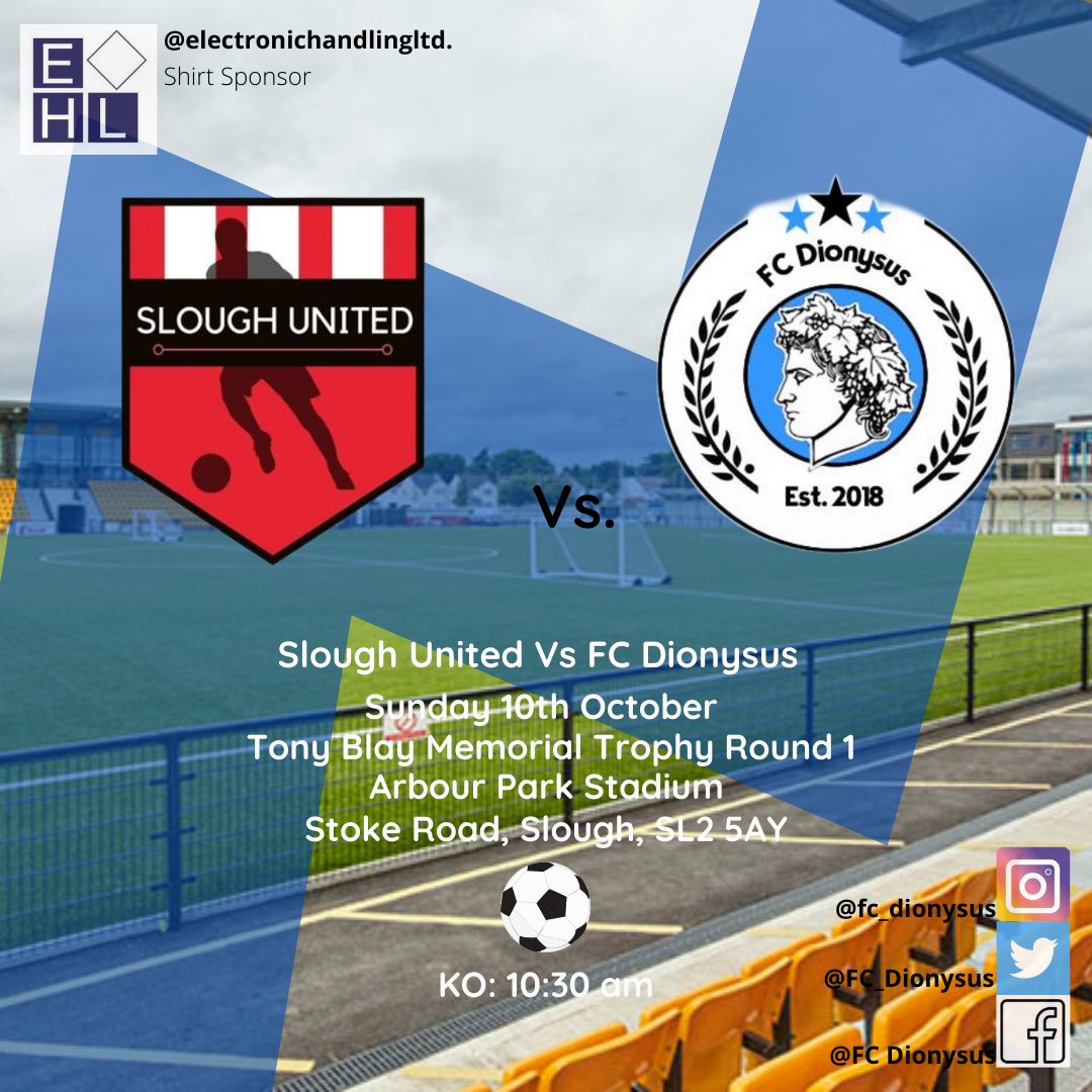 🚨 Sunday Matchday!
🗓 10th October
🏆 Tony Blay Memorial R1
🆚 <a href="/Slough_Un1tedFc/">Slough United FC TVSL Div 1 ⚽</a> 
📍 Arbour Park Stadium
⚽️ 10:30 KO

#upthedions #TeamEHL
<a href="/tvsfl/">tvsfl</a> <a href="/TeamEHL/">Electronic Handling Ltd</a>