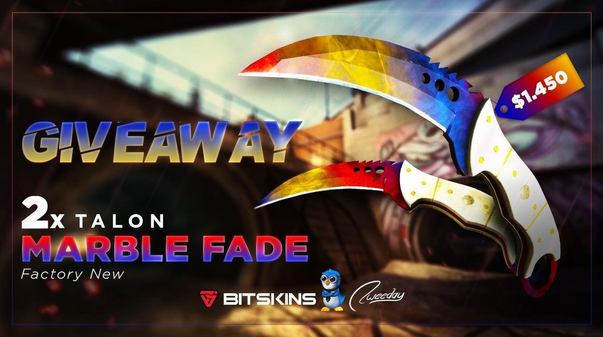 Mrtweeday's tweet image. A little bit delayed.. but here we go 😅
‼️ OCTOBER GIVEAWAY - 2 Winners ‼️
2x $725 ★ Talon Knife | Marble Fade (Factory New)

- RT &amp;amp; Follow
- Follow my Instagram: instagram.com/kevin.tweedale/
- Follow 
@BitSkinsCom

Enter here👉bit.ly/twee21oct
GL HF =) #AD