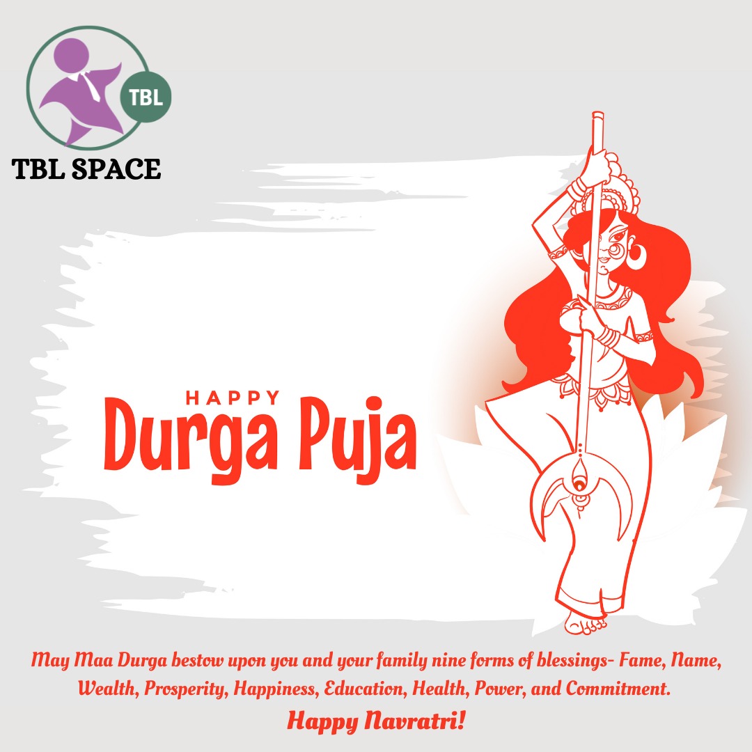 TBLSpaces's tweet photo. TBL Space #wishing all our #members, #team, #partners and #co_workers a #happy and #prosperous #Navratri. Have a great festive #season !
#HappyDurgaPuja https://t.co/U0ywmogfk2