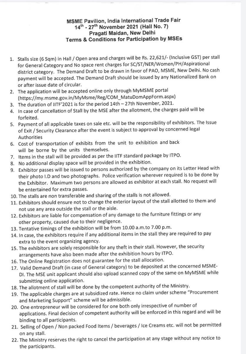 msme_j's tweet photo. IITF 2021 Starts from Nov 14th 2021. Find all details below. Apply online through
https://t.co/opx6FmebPN

@KashmirIndus @Saheel_9757
@mashah06 https://t.co/osp73iFkDI